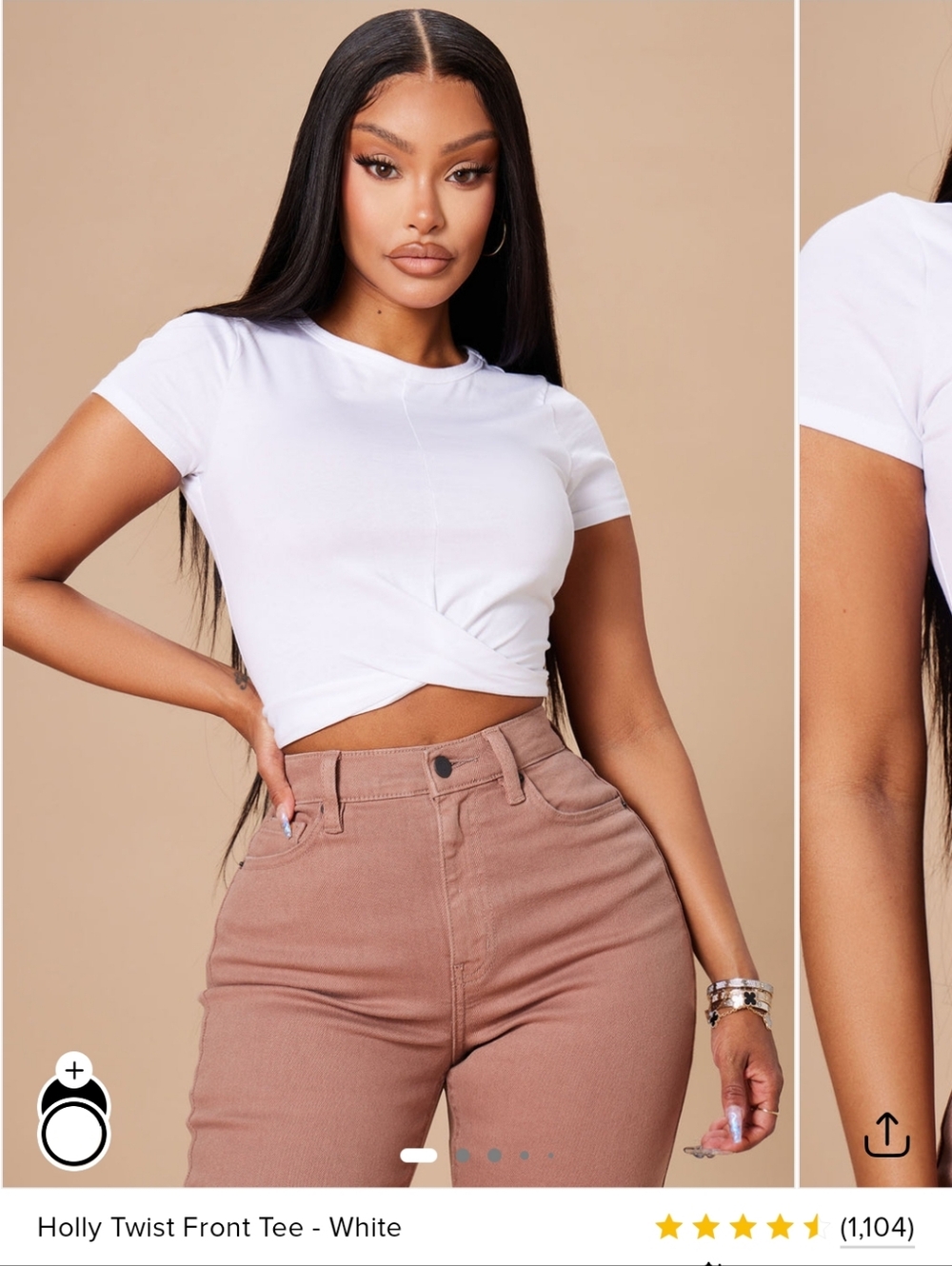 Fashion Nova Twist Front Tee - Beige